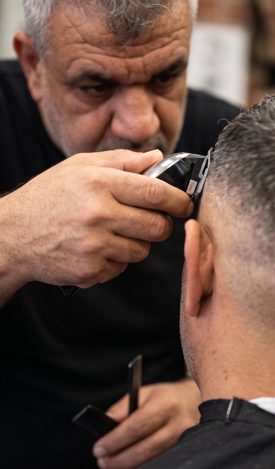 Feridun Dursun giving a precise mobile haircut
